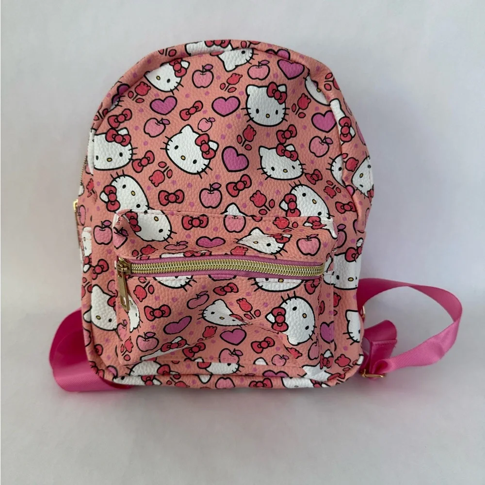 Hello Kitty Heart Patterned Pink Backpack - Picture 1 of 5